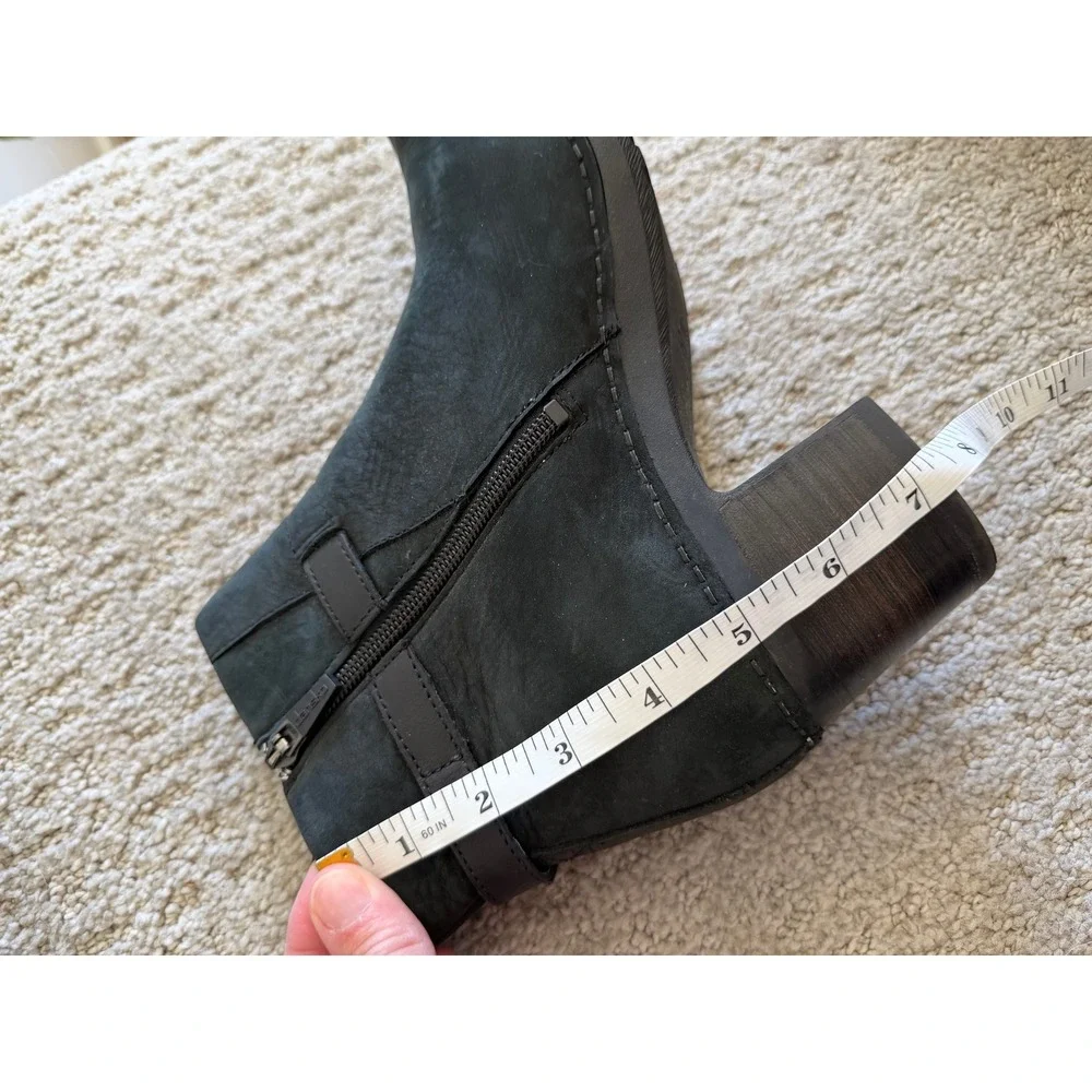 Dansko Hartley Black Nubuck Buckle Ankle Boots Side Zip Block Heel 7.5-8 EU 38